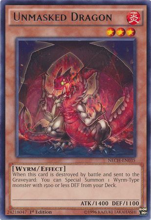 Unmasked Dragon - NECH-EN035 - Rare 1st Edition The New Challengers (NECH) 1st Edition Singles