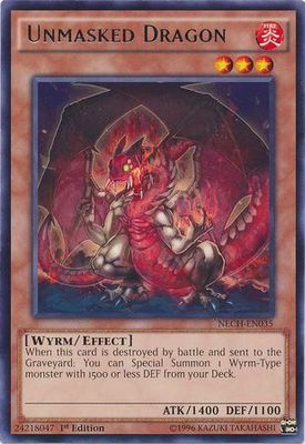 Unmasked Dragon - NECH-EN035 - Rare 1st Edition The New Challengers (NECH) 1st Edition Singles