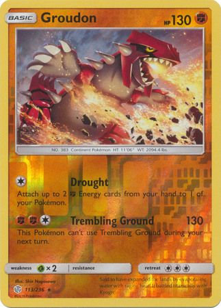 Groudon - 113/236 - Rare Reverse Holo Sun &amp; Moon: Cosmic Eclipse Reverse Holo Singles (Español)