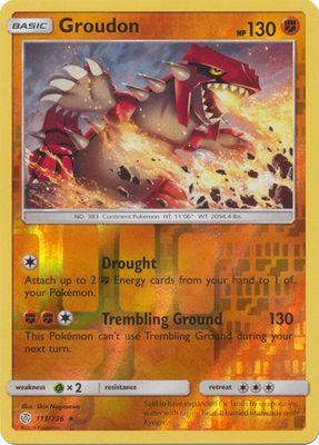 Groudon - 113/236 - Rare Reverse Holo Sun &amp; Moon: Cosmic Eclipse Reverse Holo Singles (Español)