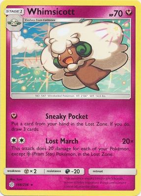 Whimsicott - 148/236 - Rare Sun &amp; Moon: Cosmic Eclipse Singles (Español)