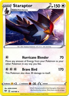 Staraptor - 147/189 - Rare Sword &amp; Shield: Darkness Ablaze Singles