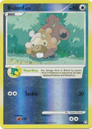 Bidoof - 73/123 - Common Reverse Holo Diamond &amp; Pearl: Mysterious Treasures Reverse Holo Singles