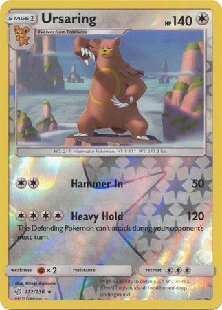 Ursaring - 172/236 - Rare Reverse Holo Sun &amp; Moon: Cosmic Eclipse Reverse Holo Singles (Español)