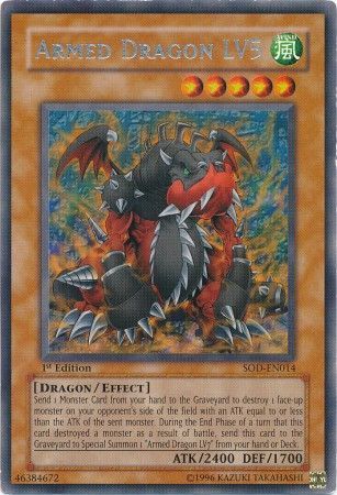 SH Armed Dragon LV5 - SOD-EN014 - Rare 1st Edition Soul of the Duelist [SOD] 1st Edition Singles