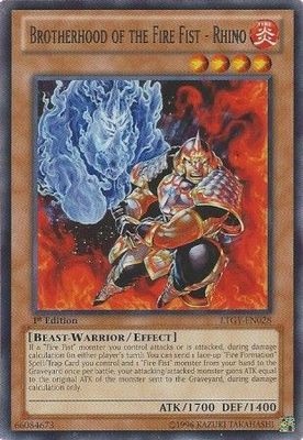 Brotherhood of the Fire Fist - Rhino - LTGY-EN028 - Rare 1st Edition Lord of the Tachyon Galaxy 1st Edition Singles (espanol)