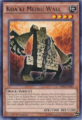 Koa&#39;ki Meiru Wall - BP03-EN081 - Rare 1st Edition Battle Pack 3: Monster League 1st Edition Singles