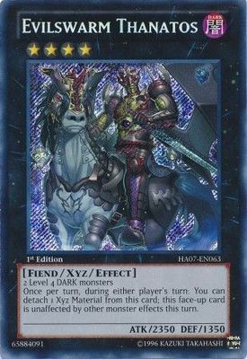 SH Evilswarm Thanatos - HA07-EN063 - Secret Rare 1st Edition Hidden Arsenal 7: Knight of Stars 1st Edition Singles