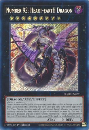 SH Number 92: Heart-eartH Dragon - BLMR-EN077 - Secret Rare 1st Edition Monstrous Revenge 1st Edition Singles