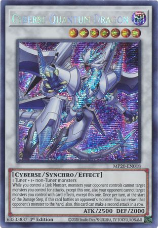 SH Cyberse Quantum Dragon - MP20-EN018 - Prismatic Secret Rare 1st Edition 2020 Mega-Tin: Lost Memories 1st Edition Singles