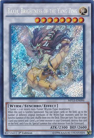 SH Baxia, Brightness of the Yang Zing - MP15-EN096 - Secret Rare 1st Edition Yu-Gi-Oh! 2015 Mega-Tins [MP15]