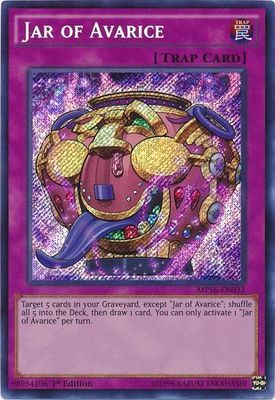 SH Jar of Avarice - MP16-EN033 - Secret Rare 1st Edition Yu-Gi-Oh! 2016 Mega-Tins 1st Edition Singles