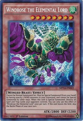 SH Windrose the Elemental Lord - MP14-EN022 - Secret Rare 1st Edition Yu-Gi-Oh! 2014 Mega-Tins Singles