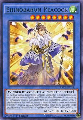 Shinobaron Peacock - RATE-EN038 - Rare 1st Edition Raging Tempest 1st Edition Singles