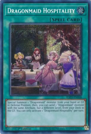 SH Dragonmaid Hospitality - RA03-EN068 - Secret Rare 1st Edition Quarter Century Bonanza 1st Edition Singles