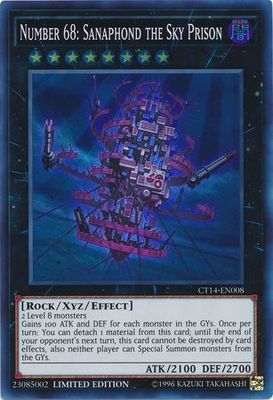 Number 68: Sanaphond the Sky Prison - CT14-EN008 - Super Rare Limited Edition Yu-Gi-Oh! Promo Cards