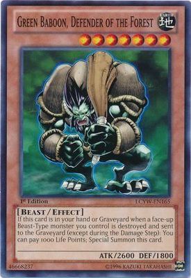 Green Baboon, Defender of the Forest - LCYW-EN165 - Common 1st Edition Legendary Collection 3: Yugi&#39;s World 1st Edition Singles