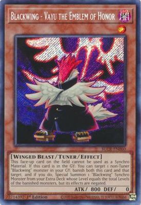SH Blackwing - Vayu the Emblem of Honor - BLCR-EN060 - Secret Rare 1st Edition Battles of Legend: Crystal Revenge 1st Edition Singles