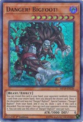 Danger! Bigfoot! - MP19-EN136 - Ultra Rare 1st Edition Yu-Gi-Oh! 2019 Mega-Tins: Gold Sarcophagus Tin Mega Pack Singles