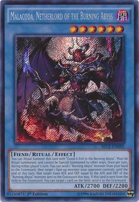 SH Malacoda, Netherlord of the Burning Abyss - SECE-EN085 - Secret Rare 1st Edition Secrets of Eternity (SECE) 1st Edition Singles