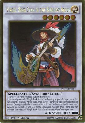 SH Virgil, Rock Star of the Burning Abyss - PGL3-EN061 - Gold Rare 1st Edition Premium Gold: Infinite Gold Singles