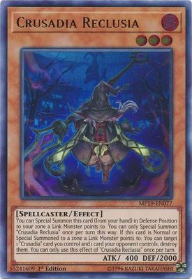 Crusadia Reclusia - MP19-EN077 - Ultra Rare 1st Edition Yu-Gi-Oh! 2019 Mega-Tins: Gold Sarcophagus Tin Mega Pack Singles
