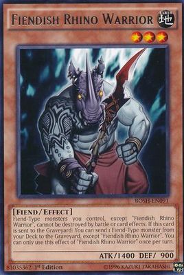 Fiendish Rhino Warrior - BOSH-EN091 - Rare 1st Edition Breakers of Shadow 1st Edition Singles (espanol)