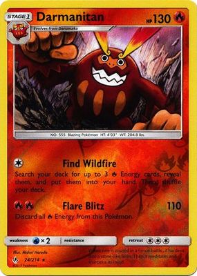 Darmanitan - 24/214 - Rare Reverse Holo Sun &amp; Moon: Unbroken Bonds Reverse Holo Singles