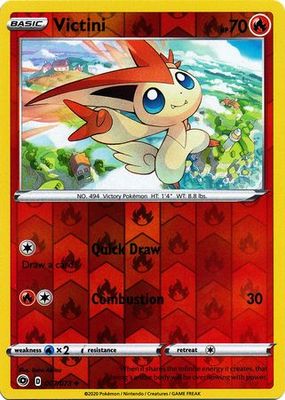 Victini - 007/073 - Uncommon Reverse Holo Champion&#39;s Path Reverse Holo Singles (Español)