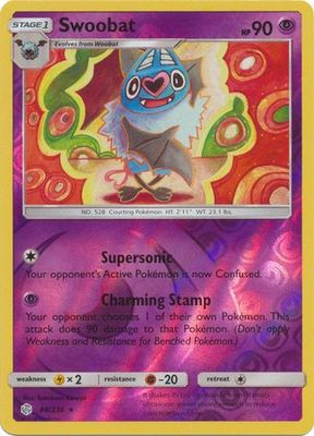 Swoobat - 88/236 - Rare Reverse Holo Sun &amp; Moon: Cosmic Eclipse Reverse Holo Singles(Español)