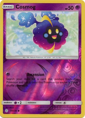 Cosmog - 99/236 - Common Reverse Holo Sun &amp; Moon: Cosmic Eclipse Reverse Holo Singles  (Español)