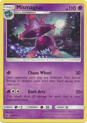 Mismagius - 40/111 - Rare Sun &amp; Moon: Crimson Invasion Singles (Español)