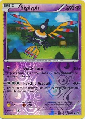 Sigilyph 42/98 - Uncommon Reverse Holo Black &amp; White 2: Emerging Powers Reverse Holo Singles