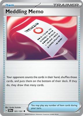 Meddling Memo - 181/191 - Uncommon Scarlet &amp; Violet: Surging Sparks Singles *Espanol*
