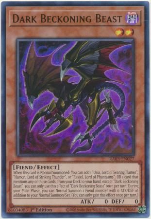 Dark Beckoning Beast - RA03-EN027 - Ultra Rare 1st Edition Quarter Century Bonanza 1st Edition Singles