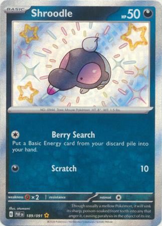 SH Shroodle - 189/091 - Shiny Rare Scarlet &amp; Violet: Paldean Fates Singles