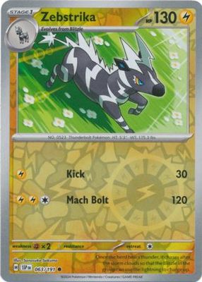 Zebstrika - 063/191 - Common Reverse Holo Scarlet &amp; Violet: Surging Sparks Reverse Singles