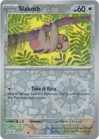 Slakoth - 145/191 - Common Reverse Holo Scarlet &amp; Violet: Surging Sparks Reverse Singles (Español)