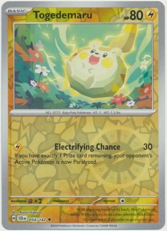 Togedemaru - 054/142 - Uncommon Reverse Holo Scarlet &amp; Violet: Stellar Crown Reverse Singles