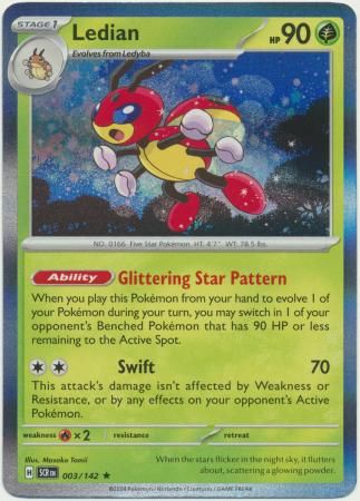 Ledian - 003/142 - Holo Rare Scarlet &amp; Violet: Stellar Crown Singles