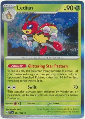 Ledian - 003/142 - Holo Rare Scarlet &amp; Violet: Stellar Crown Singles