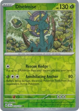 Dhelmise - 010/191 - Common Reverse Holo Scarlet &amp; Violet: Surging Sparks Reverse Singles