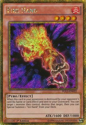 GA Fire Hand - PGL3-EN022 - Gold Secret Rare 1st Edition Premium Gold: Infinite Gold Singles