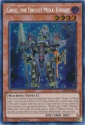 Girsu, the Orcust Mekk-Knight - RA03-EN026 - Secret Rare 1st Edition Quarter Century Bonanza 1st Edition Singles