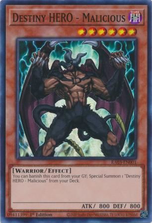 Destiny HERO - Malicious - RA03-EN001 - Super Rare 1st Edition Quarter Century Bonanza 1st Edition Singles