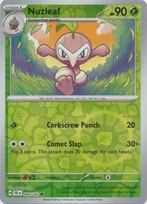 Nuzleaf - 004/162 - Common Reverse Holo Scarlet &amp; Violet: Temporal Forces Reverse Holo Singles