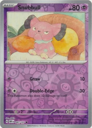 Snubbull - 087/197 - Common Reverse Holo Scarlet &amp; Violet: Obsidian Flames Reverse Holo Singles