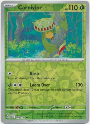 Carnivine - 007/142 - Common Reverse Holo Scarlet &amp; Violet: Stellar Crown Reverse Singles