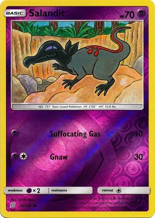 Salandit - 98/236 - Common Reverse Holo Sun &amp; Moon: Unified Minds Reverse Holo Singles
