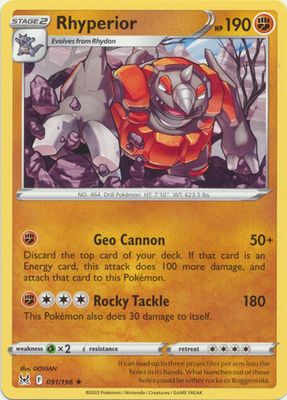 Rhyperior - 091/196 - Rare Sword &amp; Shield: Lost Origin Singles
